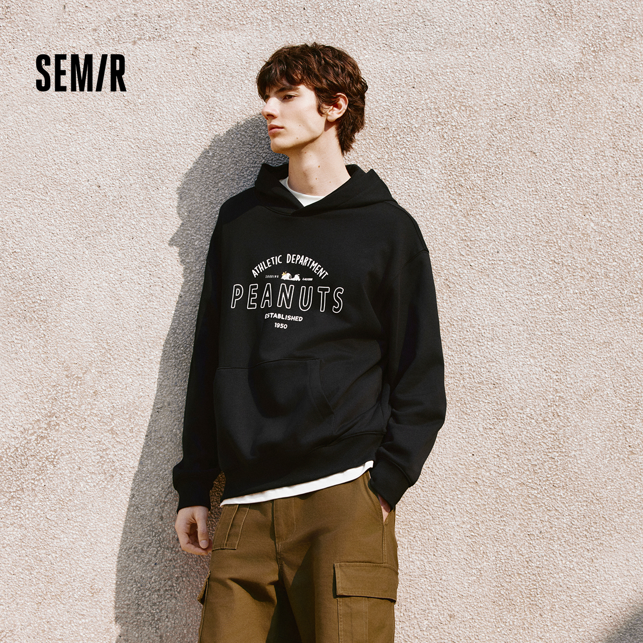 超值促销01-森马340g重磅纯棉连帽卫衣男2025宽松复古外套上衣主图