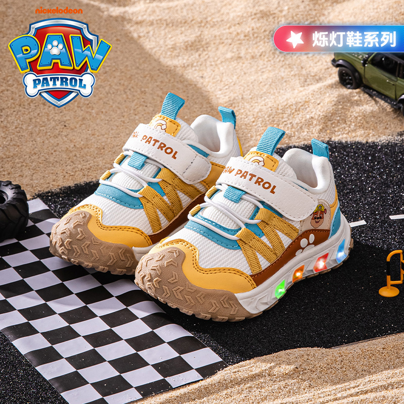 汪汪队男童烁灯款休闲鞋2025秋季新款潮流百搭卡通简约男童学步鞋主图