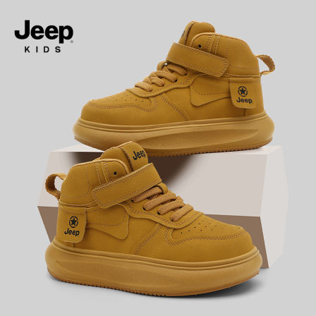 jeep男童板鞋软底高帮鞋2025秋季新款童鞋女童休闲运动鞋儿童鞋子