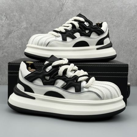 厚底增高贝壳头男鞋2025秋季超火男士板鞋高级感百搭休闲鞋面包鞋