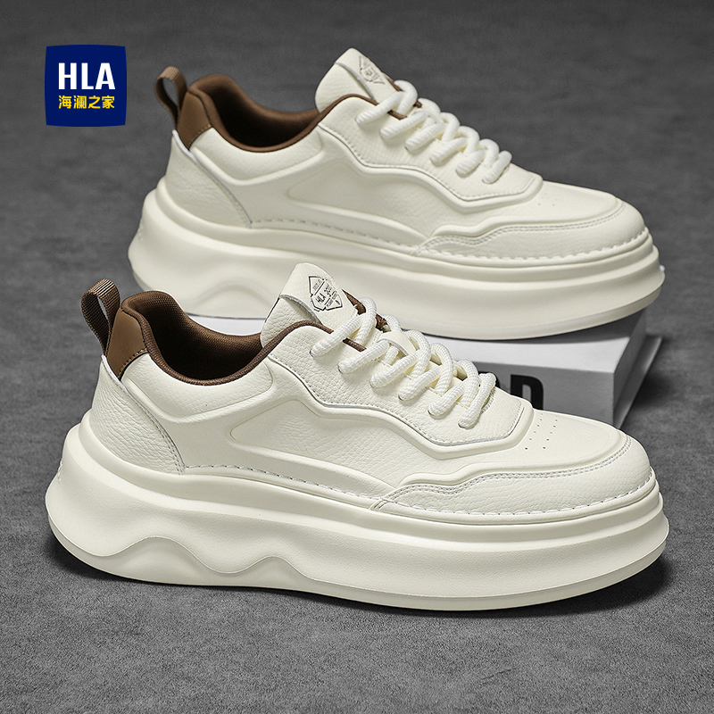 海澜之家男鞋秋季厚底增高休闲鞋子西装小白鞋男白色板鞋皮鞋潮鞋主图