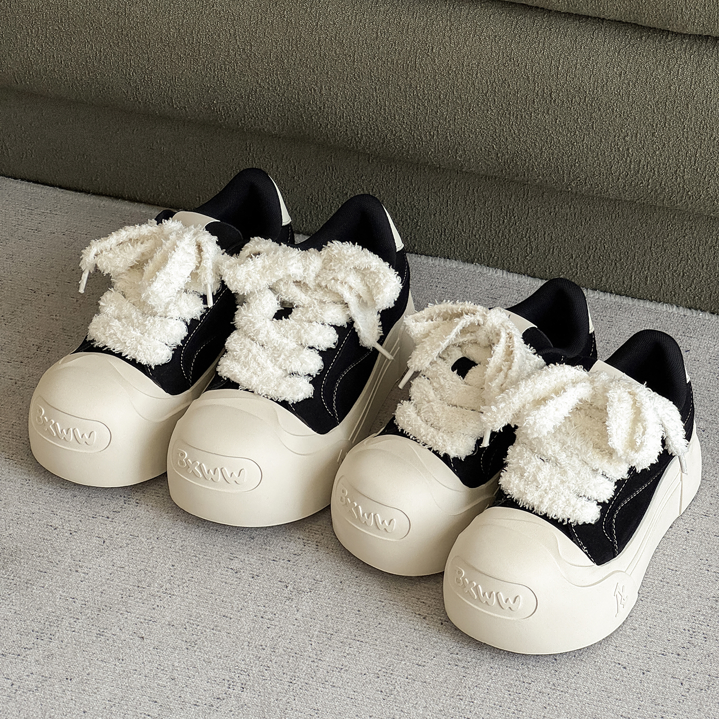 秋季新款开口笑帆布鞋男女休闲厚底增高鞋子国潮板鞋大头面包鞋男主图