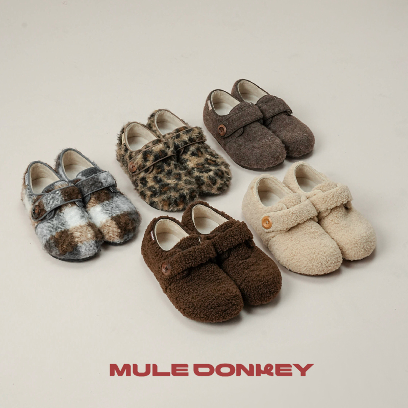 多嘴驴Donkey加绒毛毛鞋女款秋冬保暖魔术贴棉鞋羊羔毛包跟勃肯鞋主图