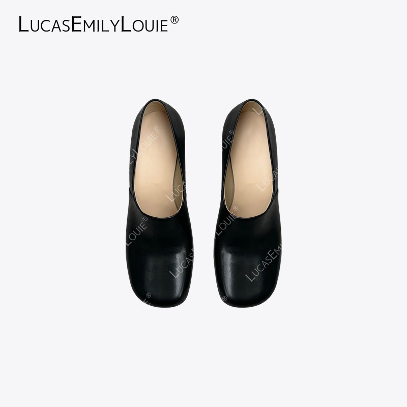 LUCASEMILYLOUIE欢姐0220复古经典方头浅口粗跟小皮鞋250120主图