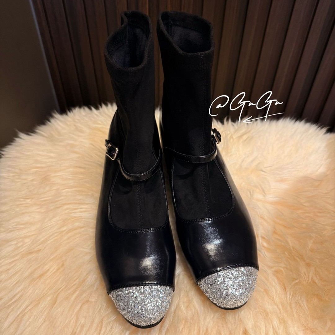 【古古】【星路】贴钻亮闪闪内增高百搭时装靴高级牛皮靴 G25497主图