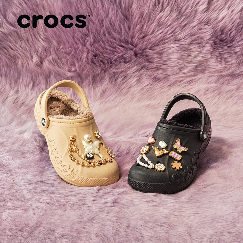 【达人Y】CROCS/【贝雅棉拖】流光风加绒时尚保暖软底洞洞鞋|205969主图