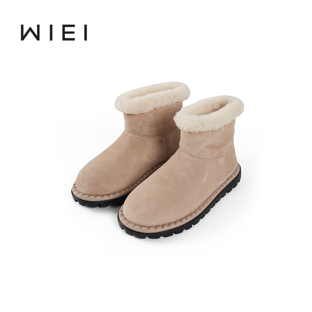 《WI EI》时髦羊反绒 加绒羊羔 皮毛一体 雪地靴毛毛短靴W25311029主图