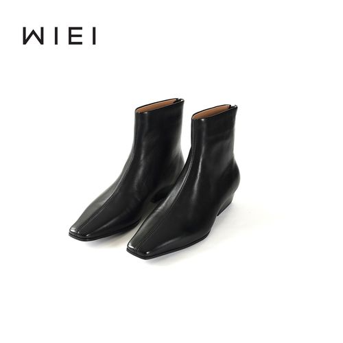 《WI EI》極简复古羊皮方头短筒踝靴W25311079主图
