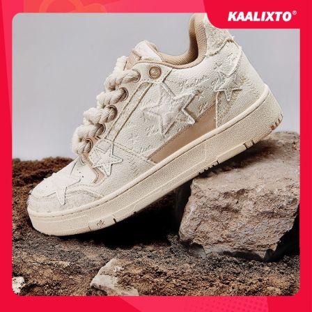 【白蕾丝】Kaalixto破坏蕾丝板鞋星星鞋国潮经典百搭欧若风正品