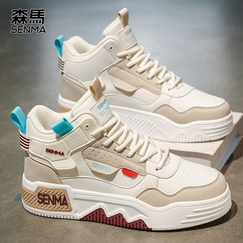 森马男鞋冬季新款防水休闲情侣鞋防滑耐磨潮流时尚软底高帮板鞋主图