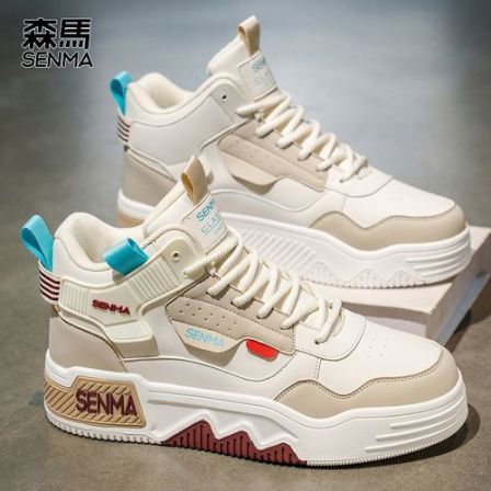 森马男鞋冬季新款防水休闲情侣鞋防滑耐磨潮流时尚软底高帮板鞋