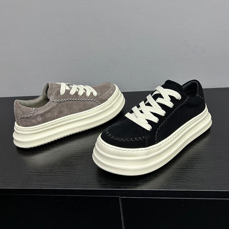 【捌捌先森】男鞋厚底轻便休闲板鞋小众设计潮鞋百搭磨砂皮松糕鞋主图