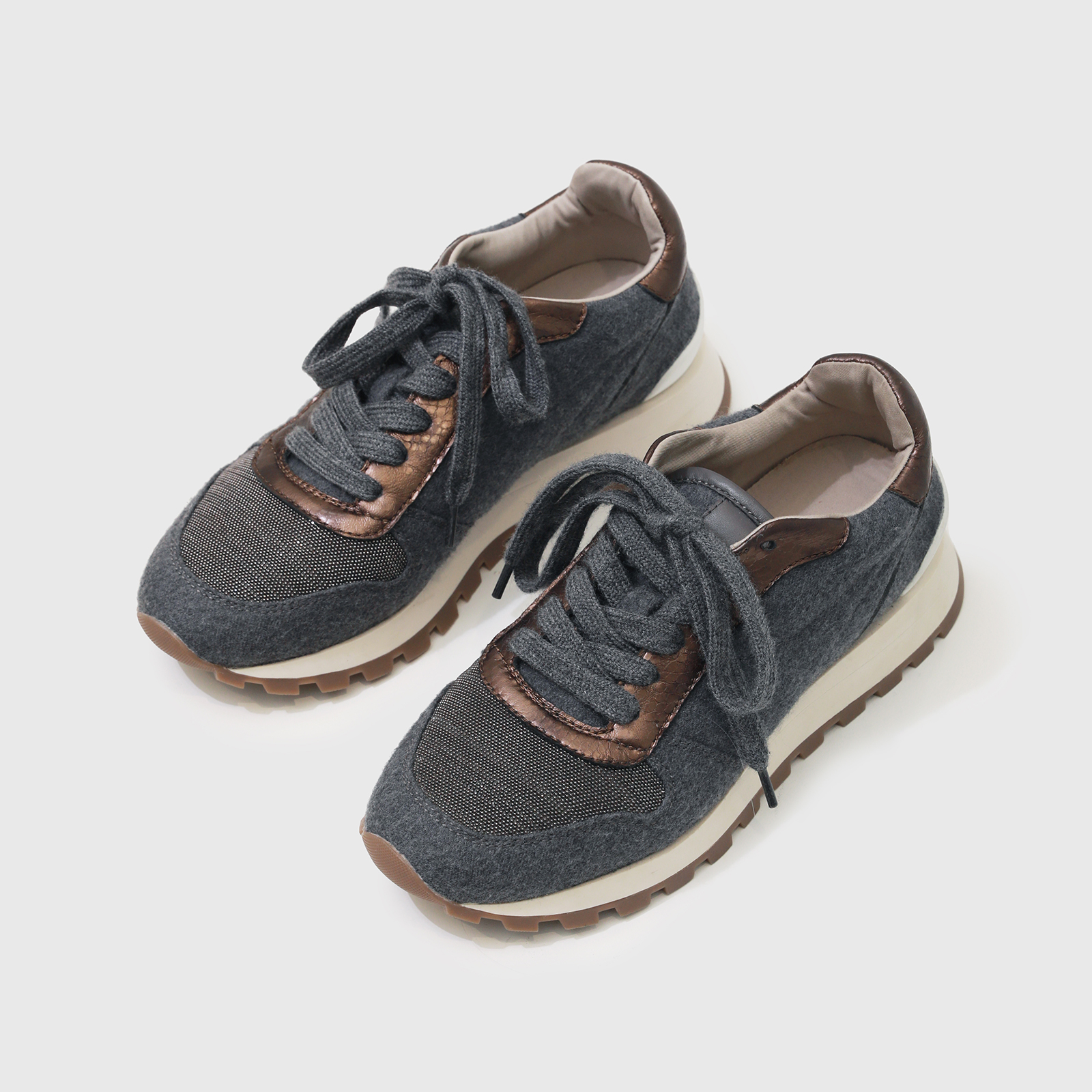 意暖奢爆品~BC同款【羊绒羊毛/牛皮/珠链】25秋冬/老钱复古休闲鞋主图