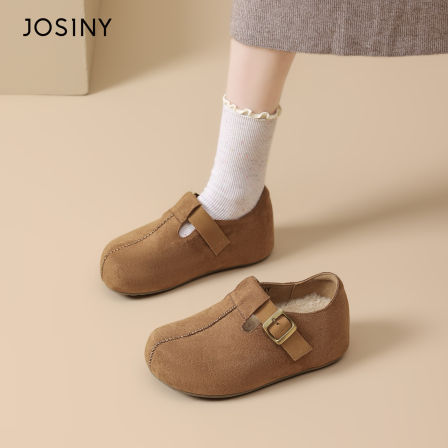 卓诗尼勃肯鞋女2025新秋冬加绒厚底保暖棉鞋一脚蹬全包外穿豆豆鞋