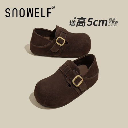 复古厚底勃肯鞋女款2025秋季新款百搭一脚蹬懒人鞋时尚真皮单鞋子