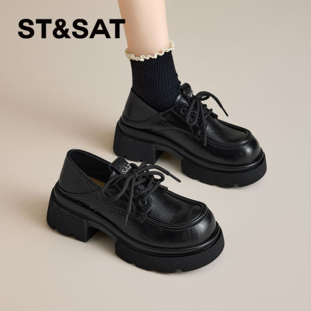 星期六厚底乐福鞋女2025新款秋季女鞋爆款百搭小单鞋jk黑色小皮鞋