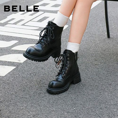 百丽英伦风马丁靴女2025冬季新款流光风厚底复古百搭短靴DY017DD5主图