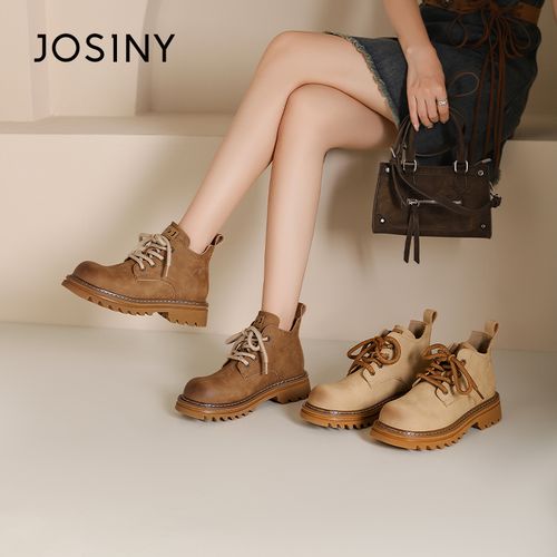 卓诗尼擦色系带马丁靴2025冬季新款女士外出休闲时尚百搭增高靴子主图