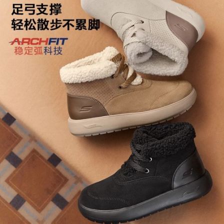 【足弓支撑】斯凯奇加厚保暖冬靴翻毛皮中帮雪地靴厚底增高144722