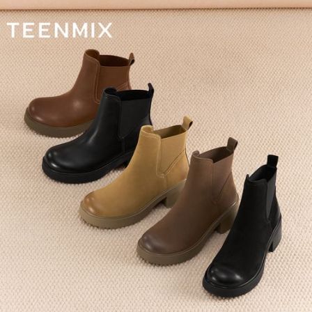 【瘦瘦靴】天美意冬新款商场款粗跟休闲经典百搭女切尔西靴BL721DD5