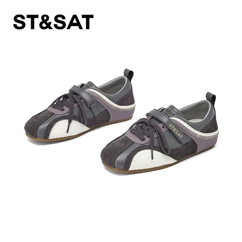 星期六秋季时尚拼色德训鞋女2025新款轻奢鞋子真皮软底百搭潮牌主图