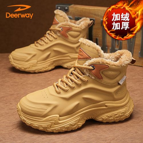 德尔惠秋冬透气加绒马丁靴男鞋增高新款百搭户外防水运动休闲棉鞋主图