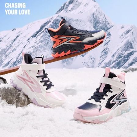 361°kids新款棉鞋25年冬季革面防滑舒适防滑加绒内里