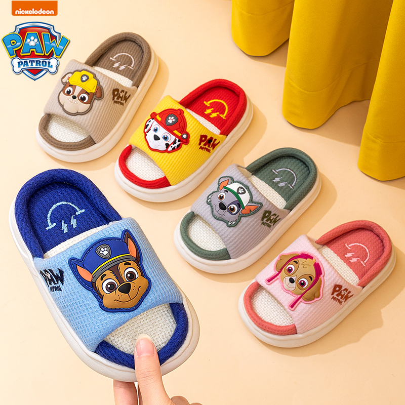 汪汪队儿童棉拖冬款男童女童家居鞋小孩卡通软底防滑室内亚麻拖鞋主图