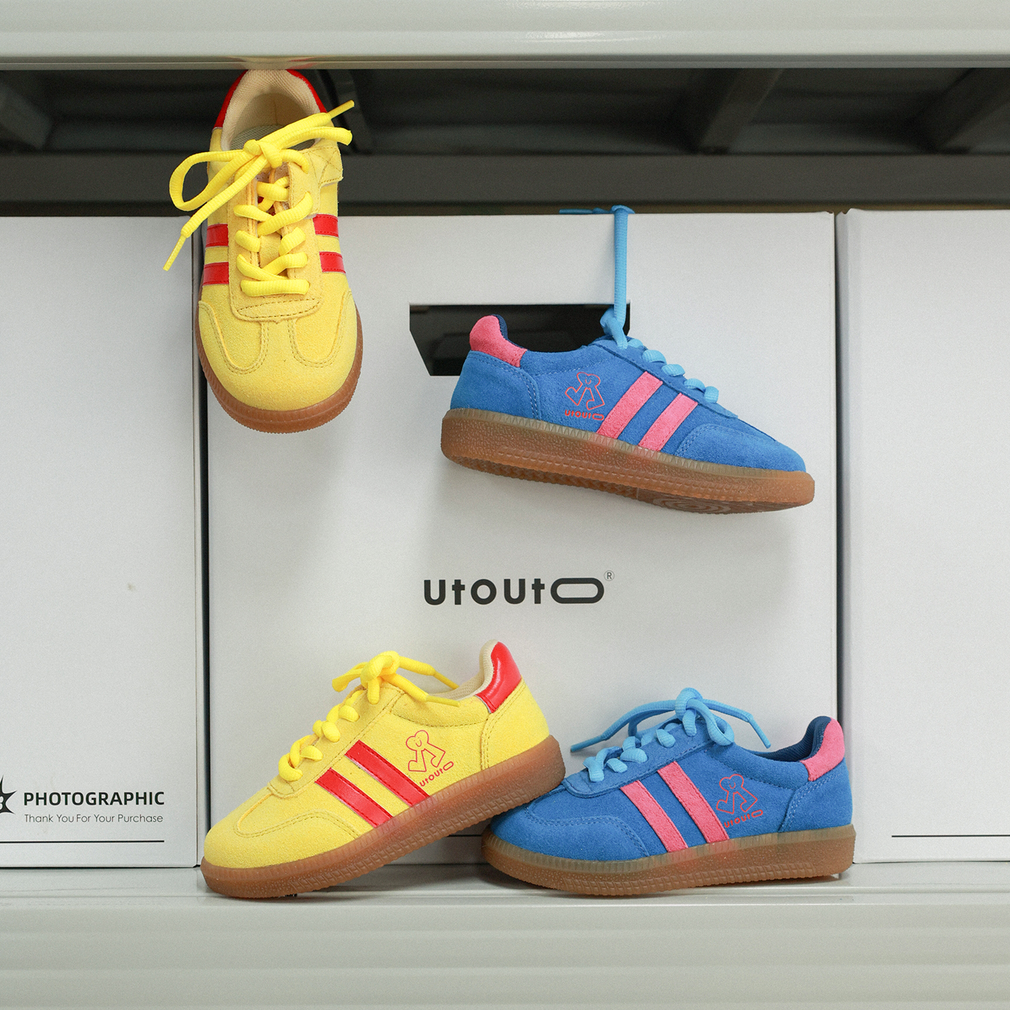 utouto大耳象女童撞色双杠运动鞋2025冬季新款宝儿防滑百搭鞋子主图