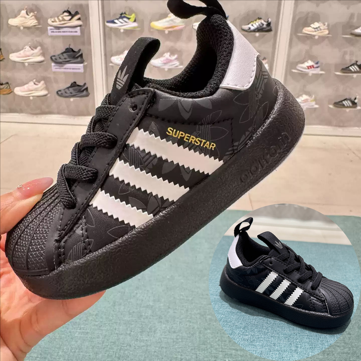 阿迪达斯童鞋正品25秋男女童三叶草贝壳头运动板鞋JQ5530/R3755主图