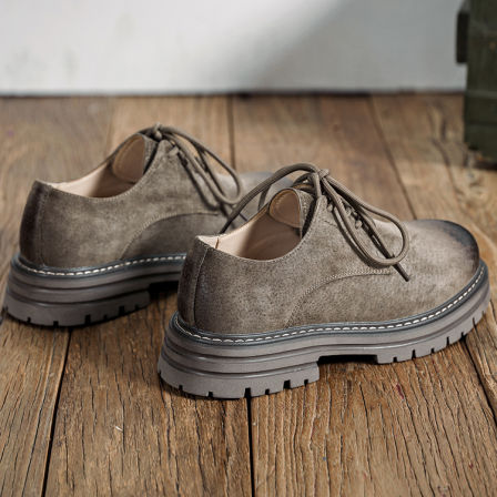 低帮马丁靴男士秋季透气新款厚底英伦风休闲高级感潮真皮工装鞋子