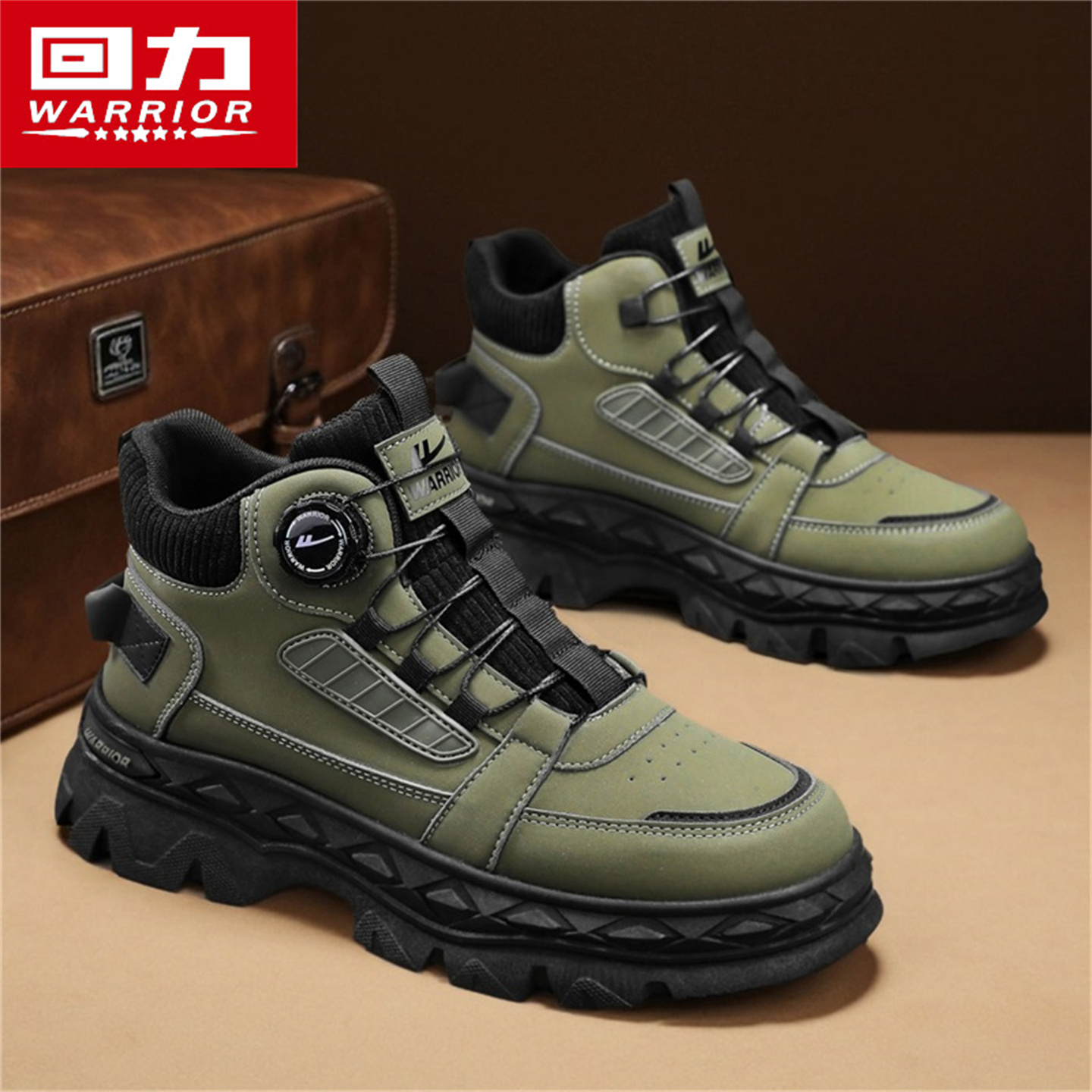 回力高帮男鞋秋季旋转扣运动休闲复古工作劳保户外登山工装马丁靴主图