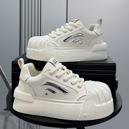 贝壳头男鞋2025秋冬新款超火厚底大头鞋子男内增高板鞋休闲小白鞋