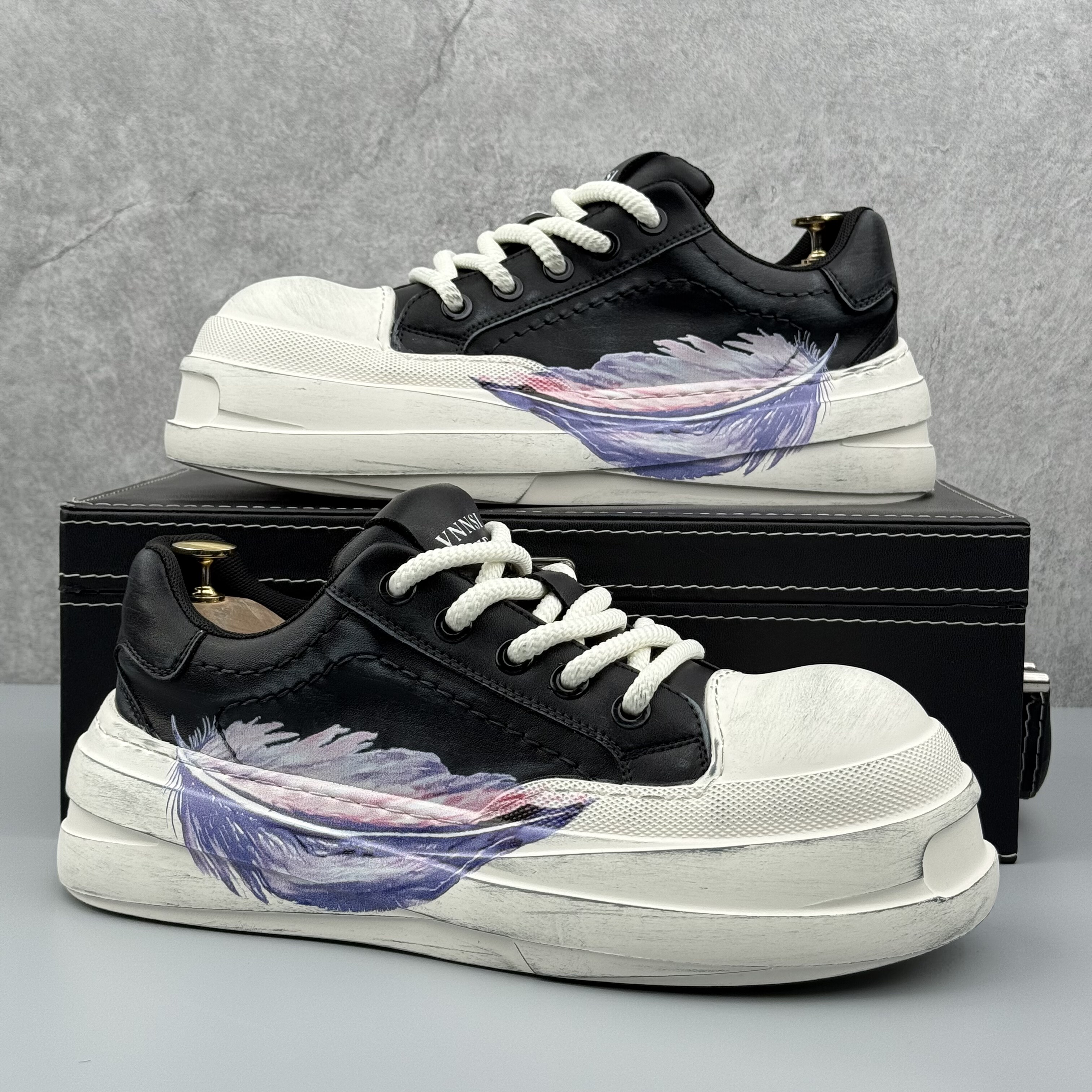 男鞋做旧脏脏鞋2025秋季新款小众设计大头板鞋厚底增高擦色休闲鞋主图