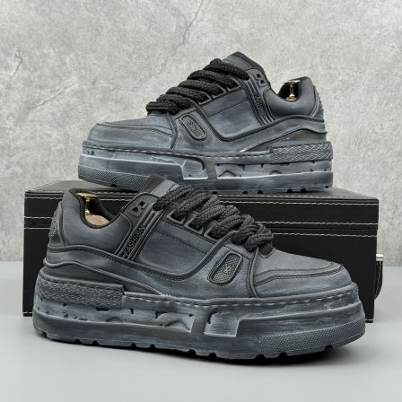 复古做旧擦色男鞋厚底增高男板鞋2025秋季新款小众潮流爆款面包鞋