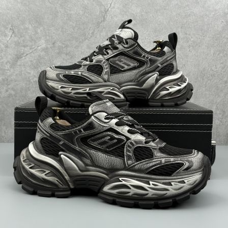 老爹鞋男款2025秋季新款厚底增高男鞋潮流低帮鞋做旧运动休闲鞋子