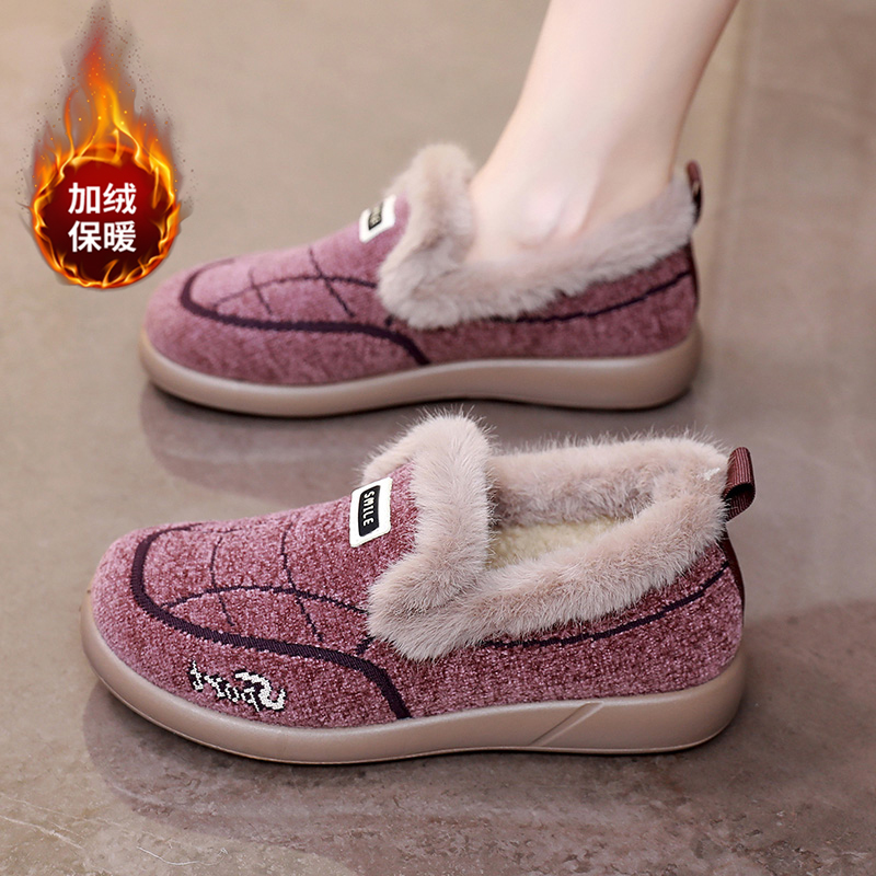 张凯丽老人棉鞋女冬季2025新款加绒加厚一脚蹬防滑中老年妈妈棉靴主图