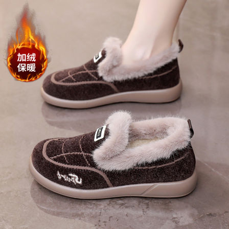 张凯丽老人棉鞋女冬季加绒加厚一脚蹬妈妈鞋中老年舒适防滑健步鞋
