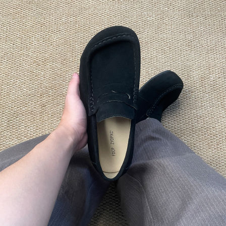 秋季新款全包勃肯拖鞋一脚蹬平底复古休闲穆勒豆豆老钱风乐福鞋男