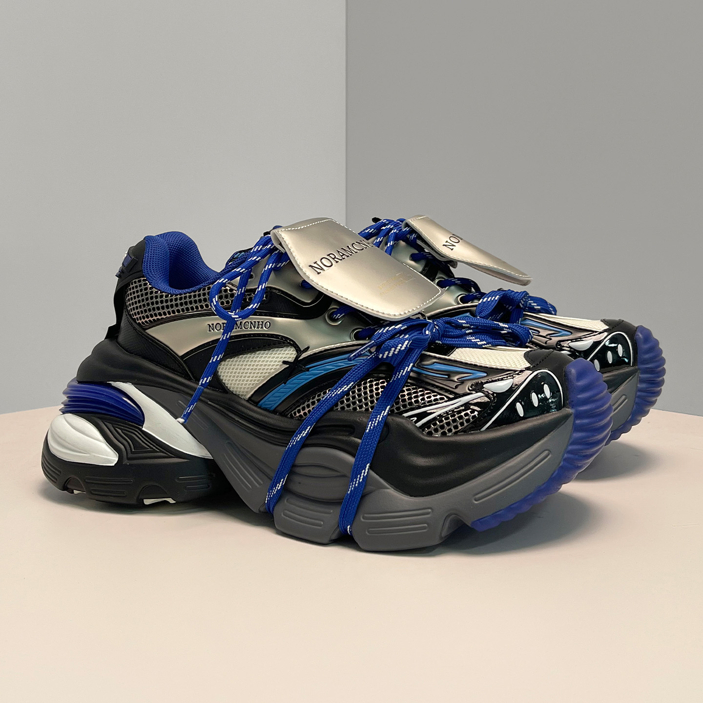 DAMAI克莱因蓝解构绑带老爹鞋男女秋季2025新款厚底增高休闲鞋子主图