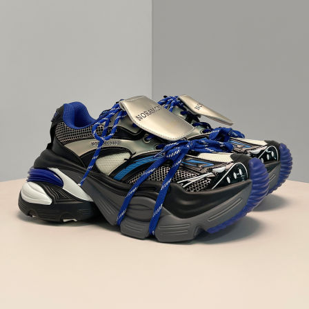 DAMAI克莱因蓝解构绑带老爹鞋男女秋季2025新款厚底增高休闲鞋子