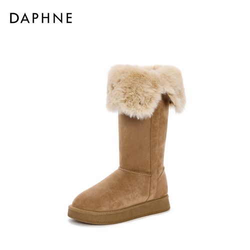 达芙妮冬季2025新款时尚百搭加绒加厚长筒靴显高软底时装厚底长靴主图