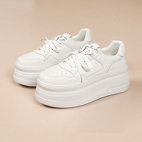 【阿比让】潮流轻便透气百搭时尚厚底增高休闲小白鞋女鞋JJX5262主图