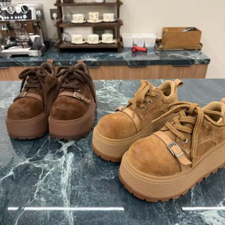 小小苏8公分馒头鞋磨砂增高板鞋休闲板鞋厚底英伦百搭EQX55855