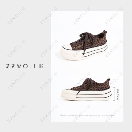 ZzMoLi征真 ins豹纹5cm增高厚底板鞋时尚经典真皮鞋子女ZBX92630