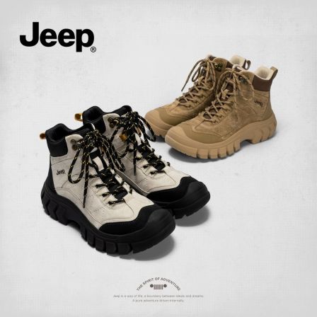 jeep厚底加绒增高马丁靴新款户外徒步短靴雪地靴英伦风靴子工装靴