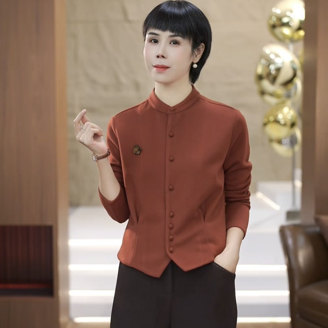 【渲渲推荐】ZY-6765秋冬季休闲时尚一排扣小衫主图