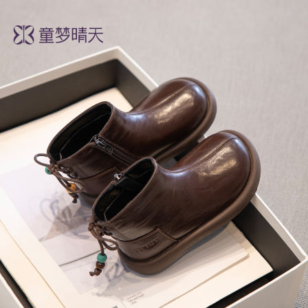 儿童靴子女童短靴秋季2025新款女宝马丁靴巨好看皮鞋加绒皮靴二棉