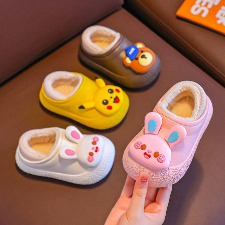 法国BERYDIA儿童棉鞋秋冬2025卡通萌萌兔宝宝软底防滑包跟棉拖鞋