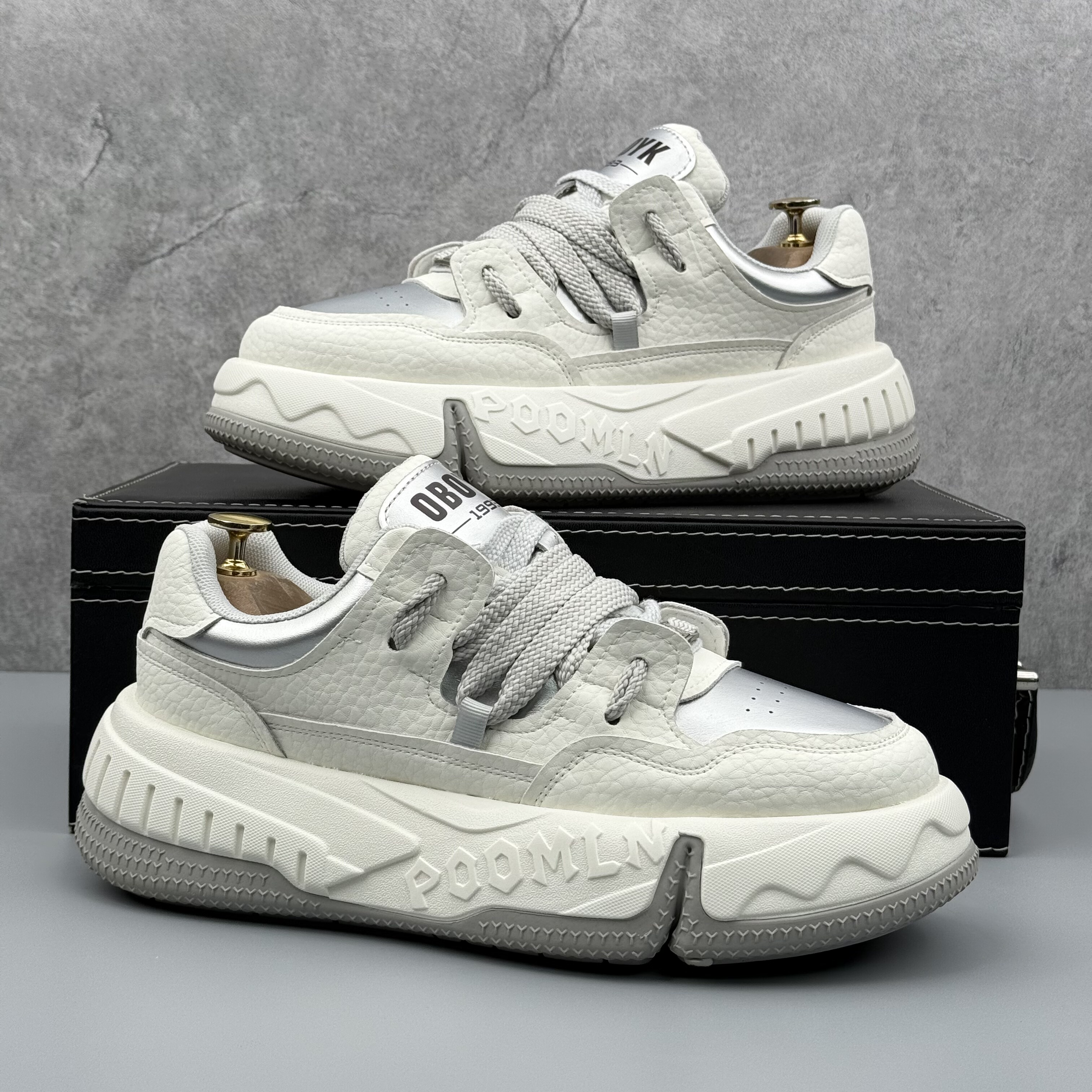 厚底小白鞋2025秋季新款男鞋低帮系带男款休闲鞋时尚百搭男士潮鞋主图